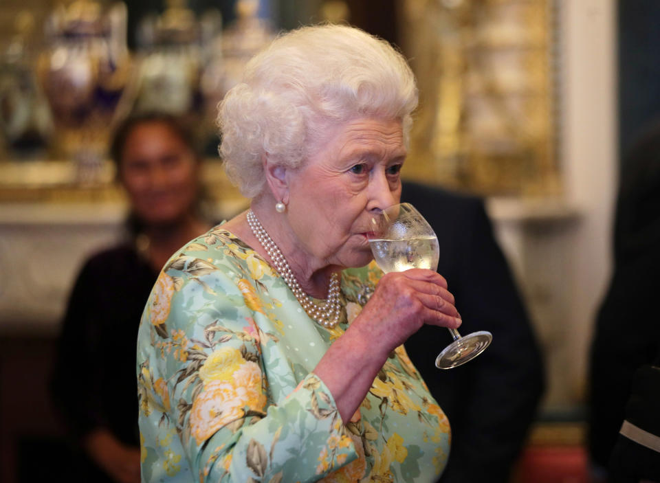 LONDON, ENGLAND - JULY 11: Queen Elizabeth II attends a reception for winners of The Queen's Awards for Enterprise, at Buckingham Palace on July 11, 2017 in London, England.  (Photo by Yui Mok - WPA Pool/Getty Images)