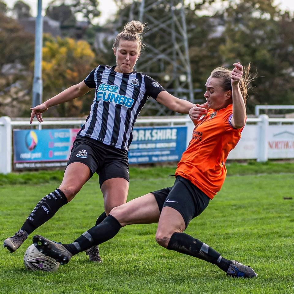 Brighouse's captain, Annabelle Cass, in action against Newcastle. - Colin Locke