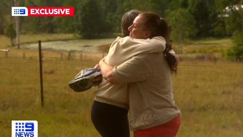 Kathleen Folbigg reunited with her friend Tracy Chapman after her release from prison. Picture: Nine News