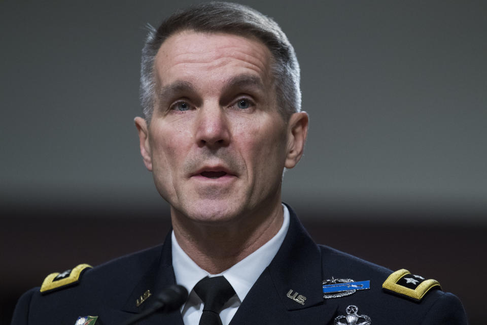 Lt. Gen. Richard D. Clarke, U.S. Army, testifies during a Senate Armed Services Committee confirmation hearing for himself and Lt. Gen. Kenneth F. McKenzie, Jr., USMC, in Dirksen Building on December 4, 2018. (Tom Williams/CQ Roll Call via Getty Images)