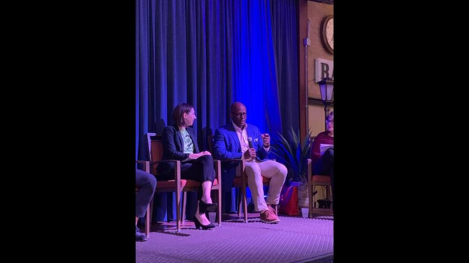 Charlotte Area Transit System CEO John Lewis talks during a transportation and economic development forum held by CharlotteEAST on Thursday, Sept. 29, 2022. Genna Contino