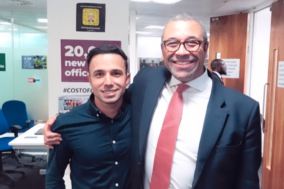 Has Ahmed with Tory chairman James Cleverly. (@HasAhmed_ / Twitter)