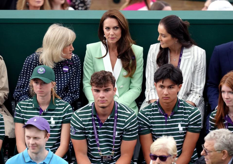 The Princess of Wales, alongside Deborah Jevans and Laura Robson (right) as they watch Katie Boulter (PA)