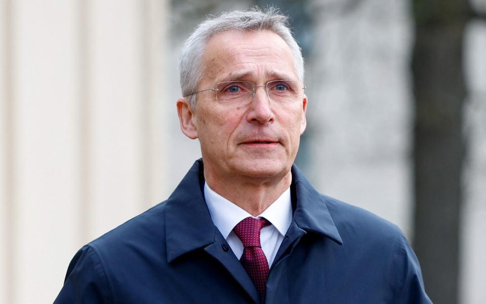 Nato Secretary-General Jens Stoltenberg looks on as he visits Ramstein US Air Base - HEIKO BECKER/REUTERS