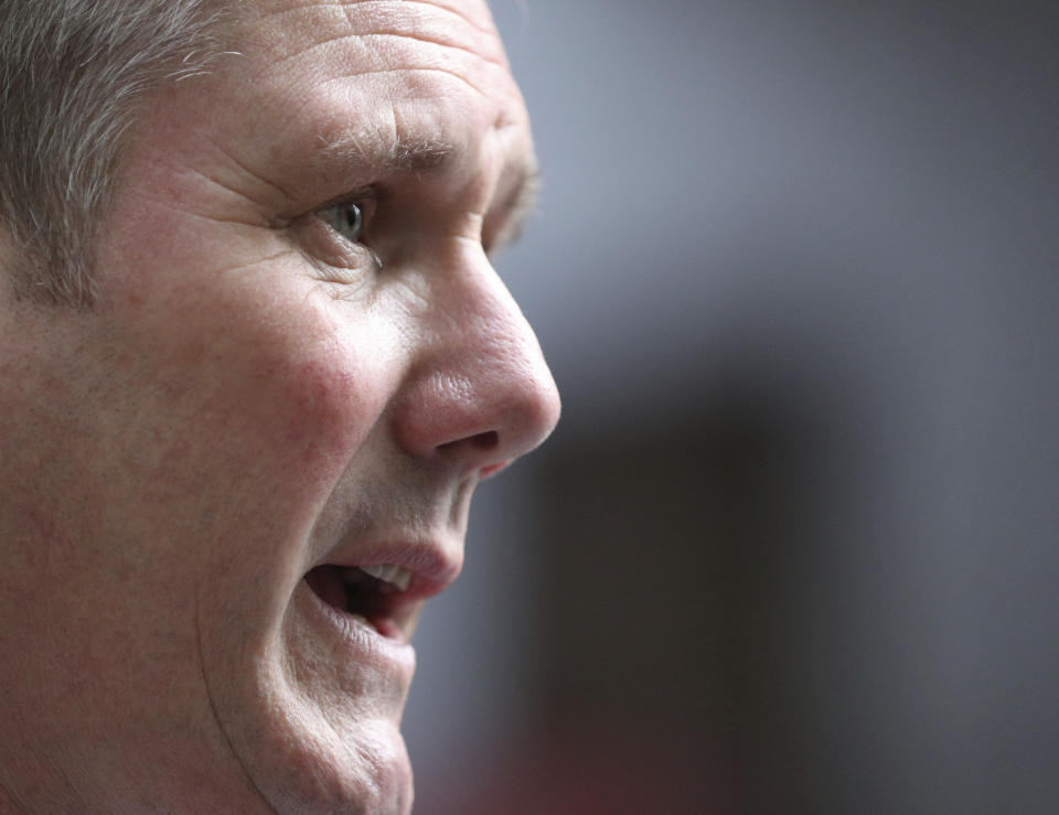 Labour opposition leader Keir Starmer set out part of his vision for the UK on Thursday. Photo: Jonathan Brady/PA via AP