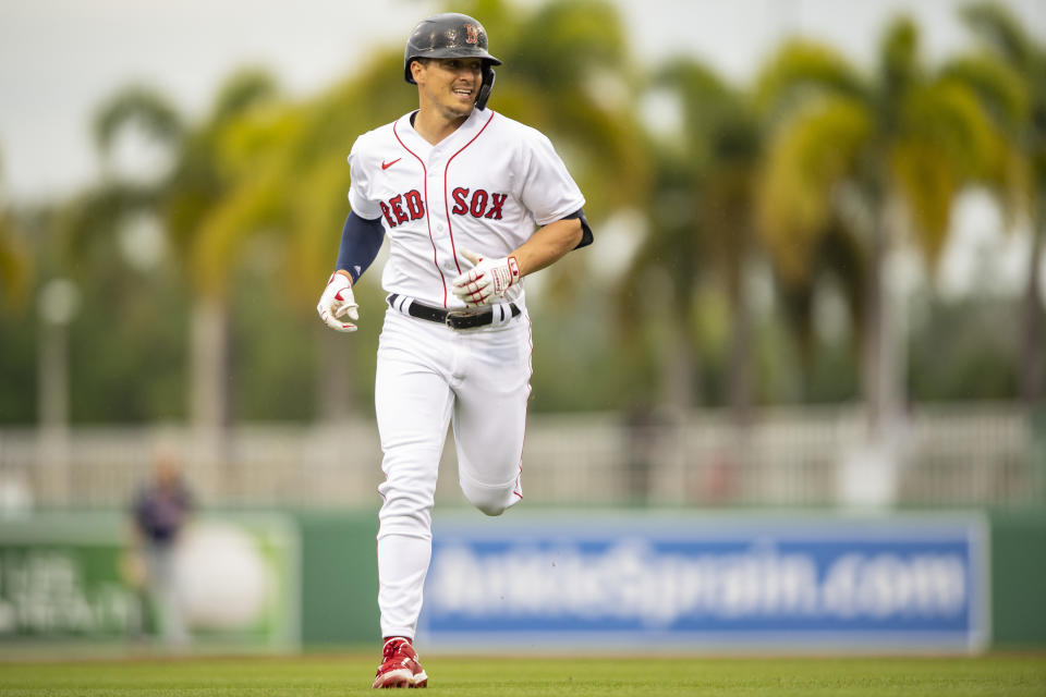 FT. MYERS, FL - MARCH 6: Enrique Hernandez #5 of the Boston Red Sox runs during the first inning of a Grapefruit League game against the Minnesota Twins on March 6, 2021 at jetBlue Park at Fenway South in Fort Myers, Florida. (Photo by Billie Weiss/Boston Red Sox/Getty Images)