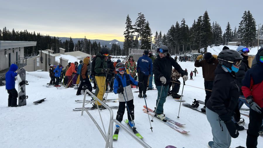 Skiers and snowboarders gathered at Mt. Hood Meadows' opening day Saturday December 9, 2023 (Courtesy: Mt. Hood Meadows)