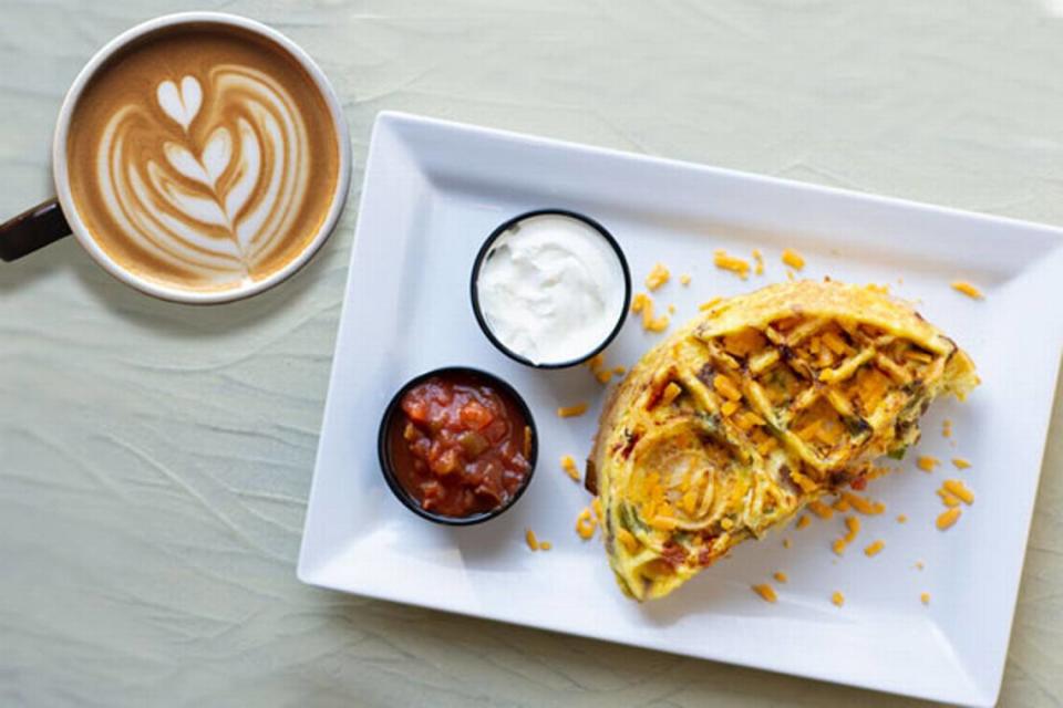 A new coffee shop coming to a new shopping plaza in the Bonaire community of Houston County features a menu built around a waffle iron.