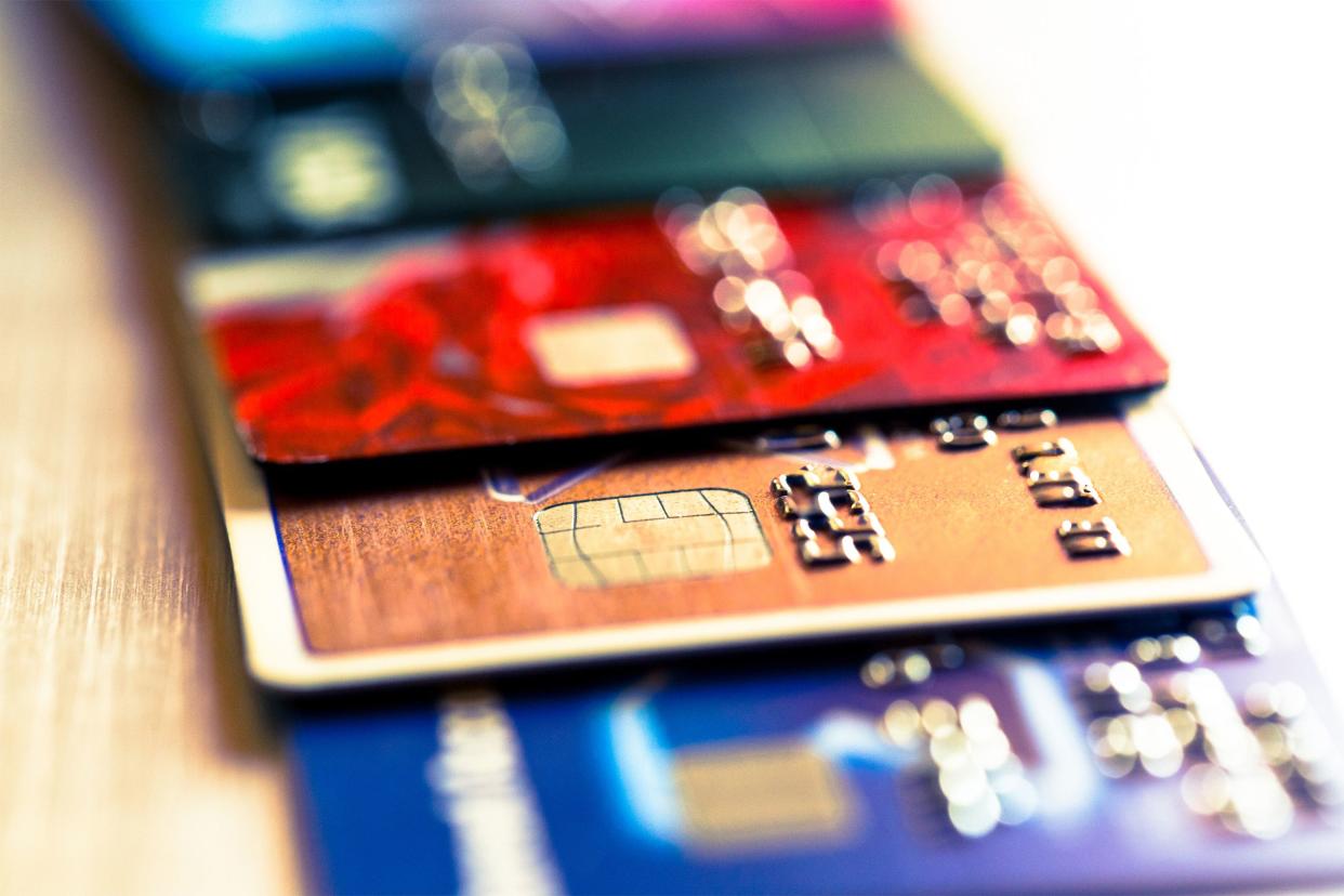 Closeup of credit cards