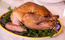 <p>Running short on time? You can make an extremely good turkey in about an hour. Yes, you read that right. The key to this is <a href="https://www.countryliving.com/food-drinks/how-to/a5966/roast-a-turkey-in-just-over-an-hour/" rel="nofollow noopener" target="_blank" data-ylk="slk:spatchcocking the turkey;elm:context_link;itc:0;sec:content-canvas" class="link ">spatchcocking the turkey</a>. No, this has nothing to do with badminton. It simply means you split the turkey in half before cooking to get a quick but quality roast.</p>