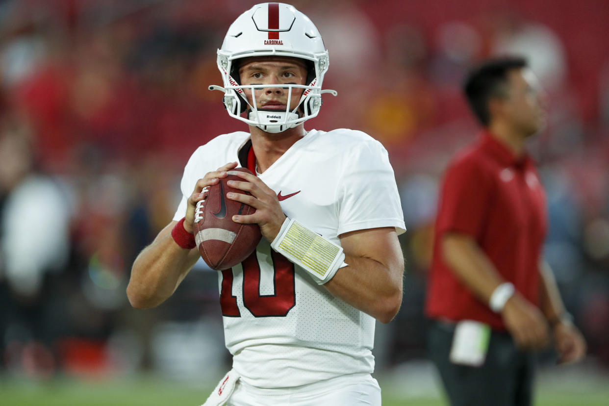 Stanford Cardinal quarterback Jack West before a game in 2021.  (Jordon Kelly / Icon Sportswire via Getty Images file)