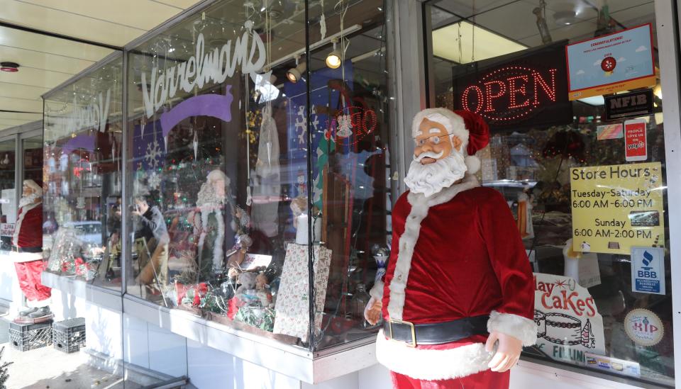 Varrelmann's German Bakery on Park Ave in Rutherford, NJ decorates inside and out with Christmas decorations that have memories for the bakery that's been in business over 100 years.