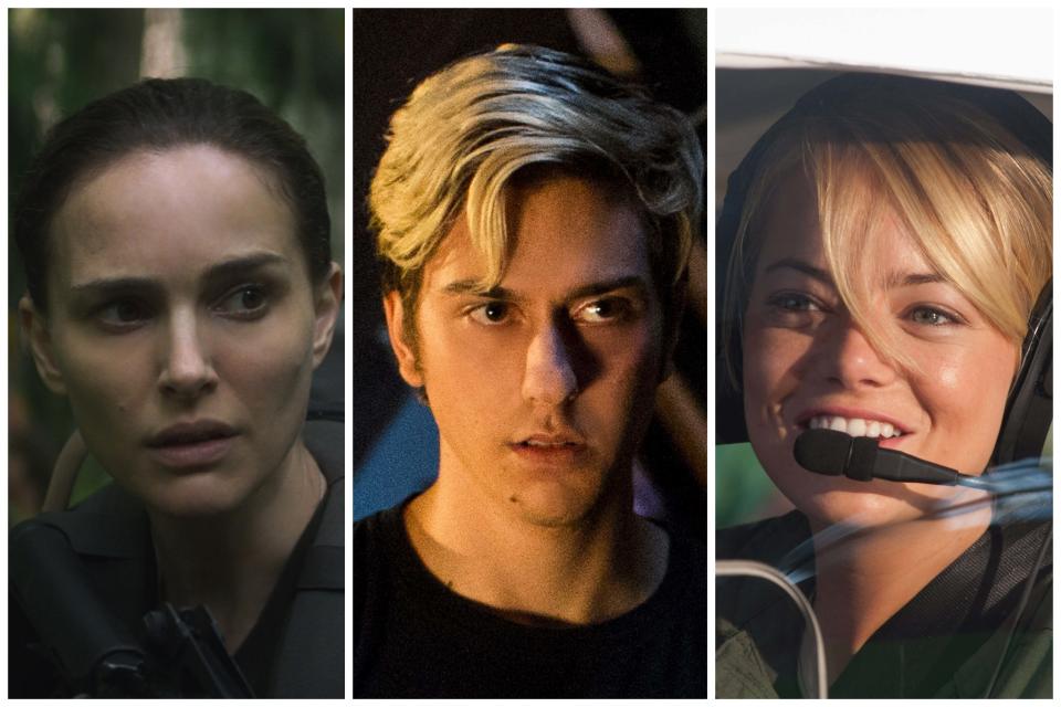 <cite class="credit">Natalie Portman in "Annihilation," Nat Wolff in "Death Note," and Emma Stone in "Aloha." | Courtesy of © Columbia Pictures/Paramount Pictures/Netflix/Everett Collection</cite>