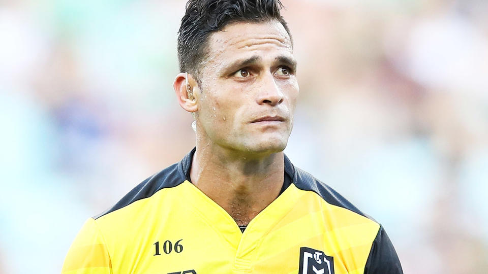 Henry Perenara, pictured here during a game between the Bulldogs and Rabbitohs in 2019.