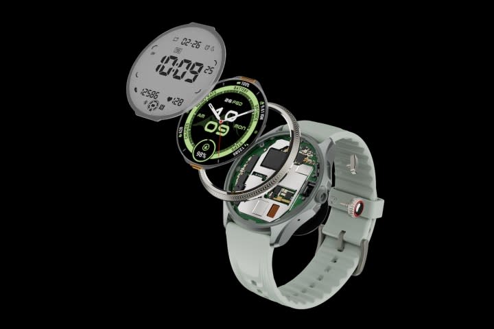 A promotional image of the Mobvoi TicWatch Pro 5 Enduro in Slate Grey.