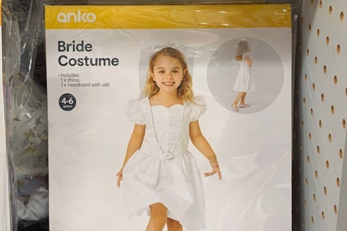 A child bride costume has been pulled by Kmart, but now parents are demanding it be reinstated. Photo: Kmart