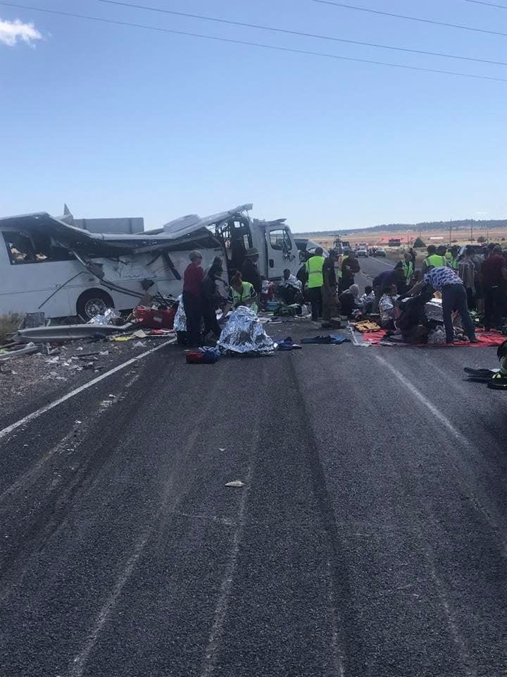 A tour bus carrying Chinese-speaking tourists crashed Friday near Bryce Canyon National Park, killing at least four people and critically injuring more than a dozen others, according to the Utah Highway Patrol.