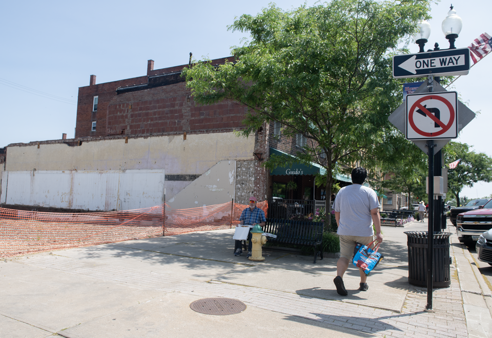 City leaders are debating the fate of this space at 218 W. Main St. in Ravenna. Guido's, which has a patio at its restaurant next door, wants to expand its patio in that area.