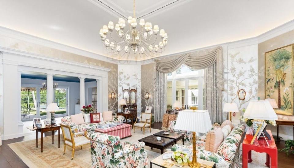 Priced at $54.9 million, an estate at 710 S. County Road in Palm Beach has a formal living room.