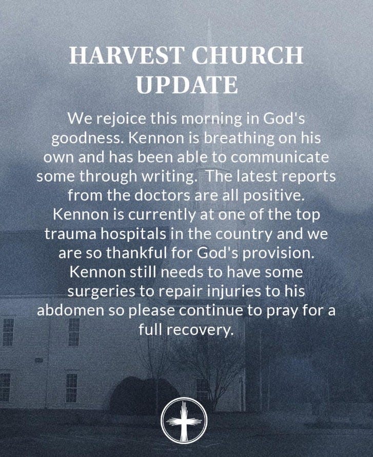 Harvest Church in Germantown posted an update to Facebook on Jan. 18, 2023, about Kennon Vaughn, who survived a plane crash a day earlier, in Yoakum, Texas, Four other church members were killed in the crash, which is under investigation by the National Transportation Safety Board.