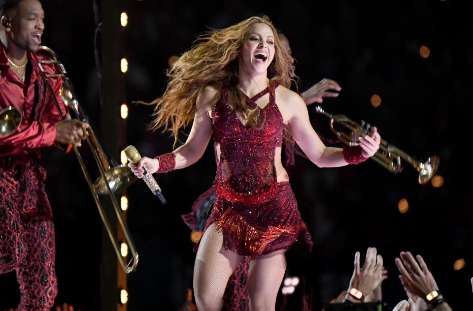 MIAMI, FLORIDA - FEBRUARY 02: Shakira performs onstage during the Pepsi Super Bowl LIV Halftime Show at Hard Rock Stadium on February 02, 2020 in Miami, Florida. (Photo by Jeff Kravitz/FilmMagic)