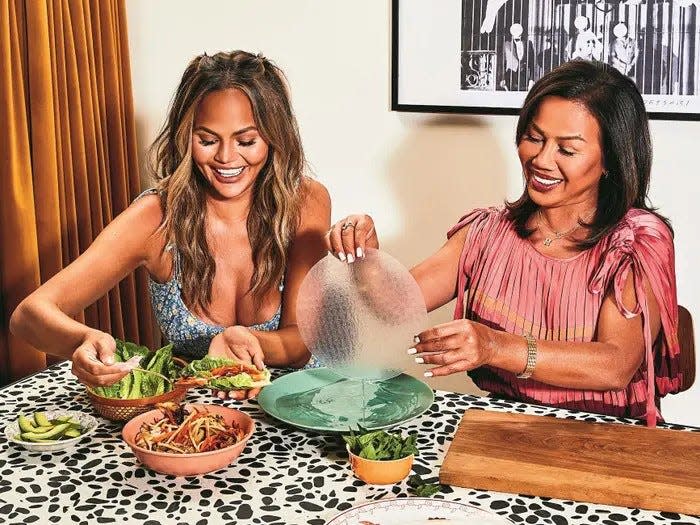 Chrissy Teigen and her mother, Vilailuck "Pepper" Teigen, cook together.