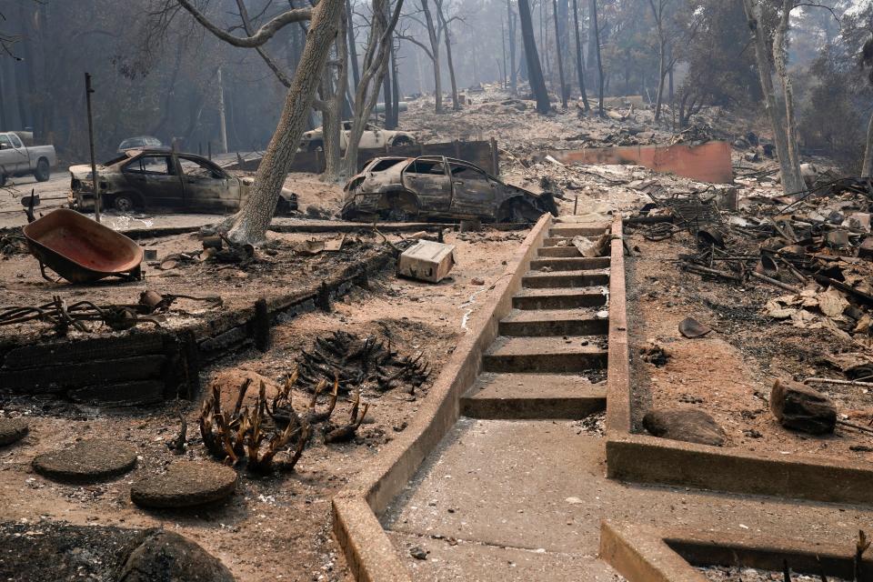 Vehicles and homes have been burned in the CZU Lightning Complex Fire in Boulder Creek, Calif.