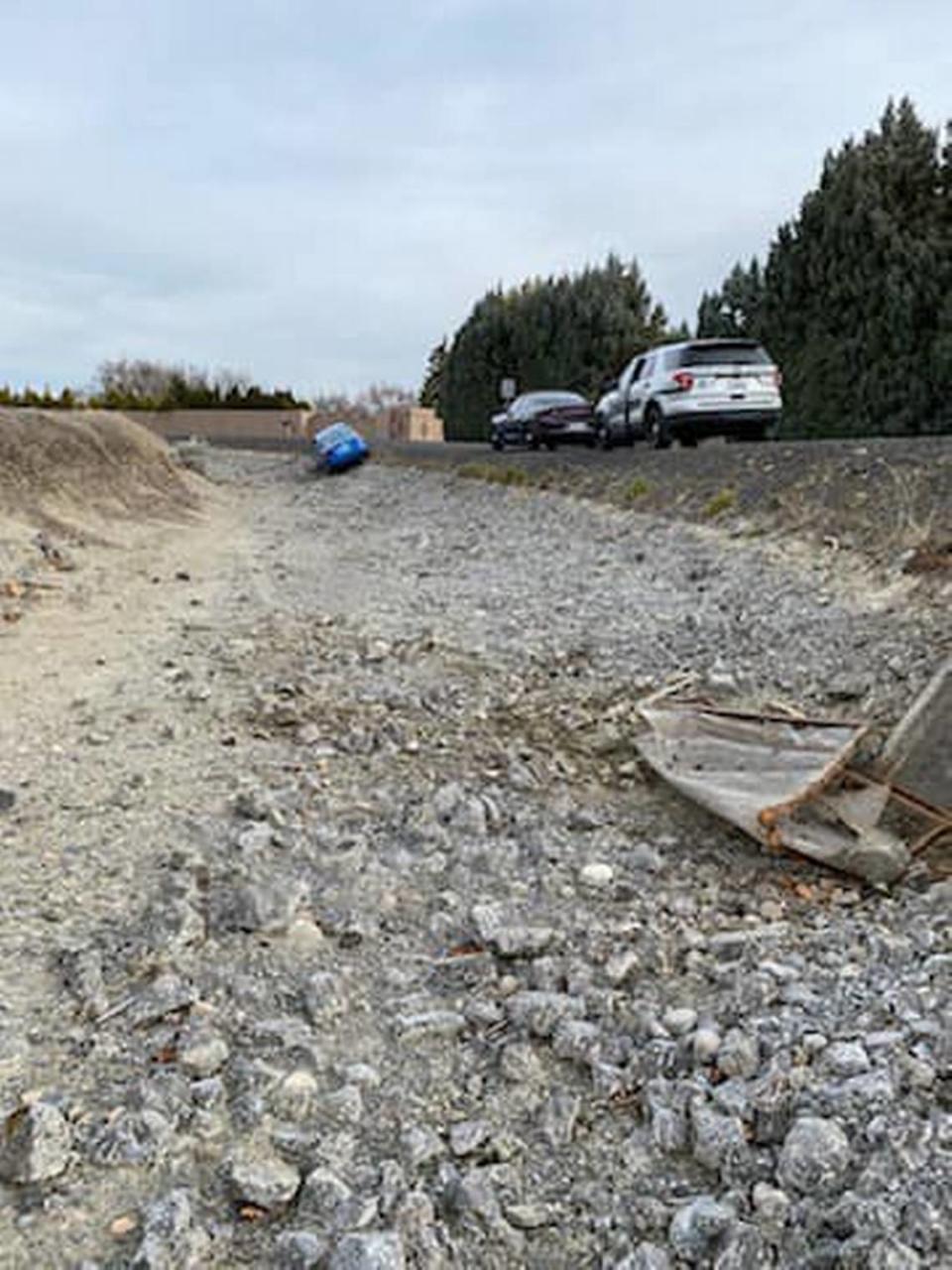 Benton County Sheriff’s Office said that a canal was damaged when a car drove into it Friday night.