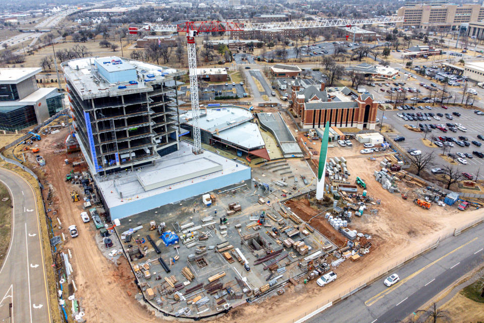 Construction continues Wednesday on The Innovation District in Oklahoma City.