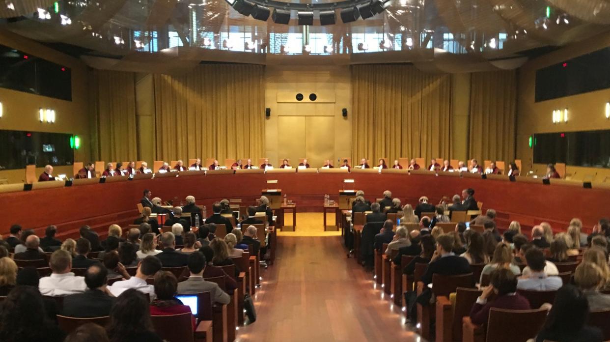 Judges preside over a hearing at the European Court of Justice in Luxembourg: AP