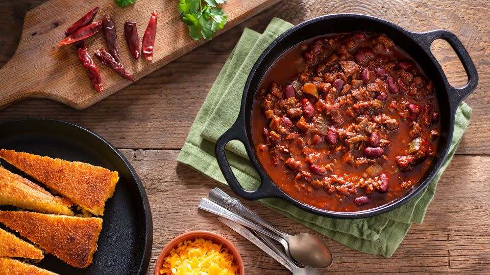 Chili, classic Southwestern style. - rudisill/E+/Getty Images