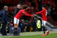 Soccer Football - FA Cup Quarter Final - Manchester United vs Brighton & Hove Albion - Old Trafford, Manchester, Britain - March 17, 2018 Manchester United's Marouane Fellaini comes on as a substitute to replace Jesse Lingard REUTERS/Andrew Yates