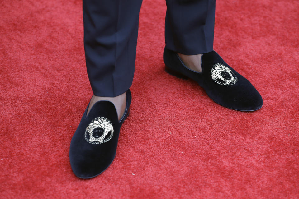 Kentucky linebacker Josh Allen walks the red carpet ahead of the first round at the NFL football draft, Thursday, April 25, 2019, in Nashville, Tenn. (AP Photo/Steve Helber)