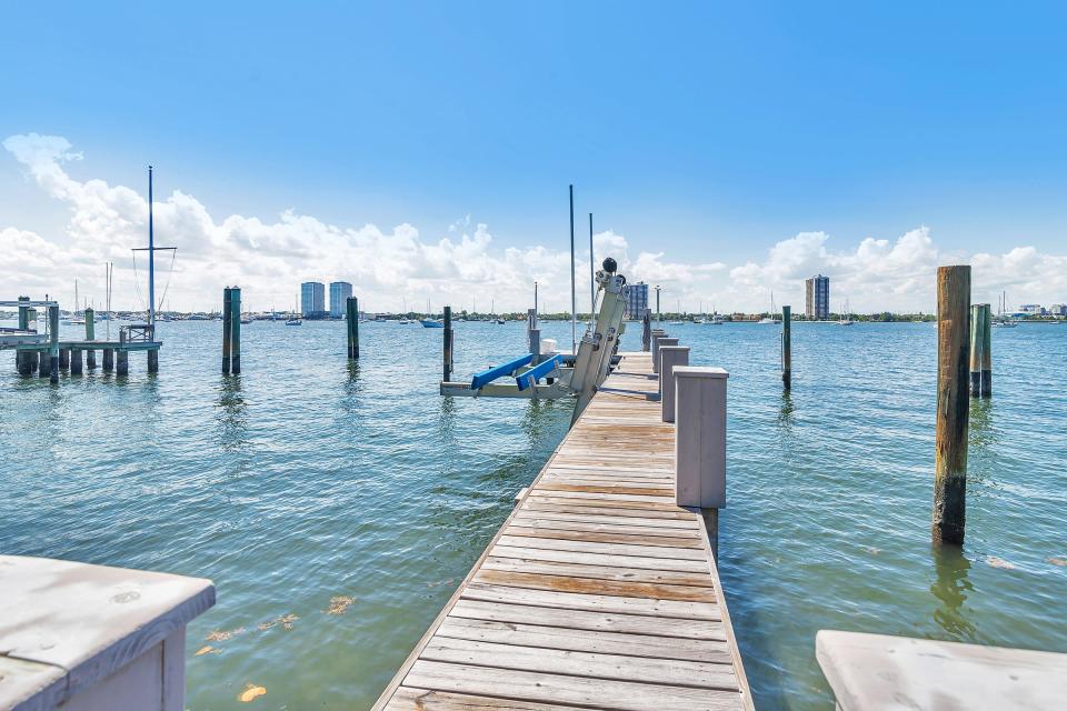 The dock at 1221 N. Lake Way in Palm Beach recently got a new boat lift. The North End property, which was just listed at $30 million, looks across the Intracoastal Waterway to the mainland.