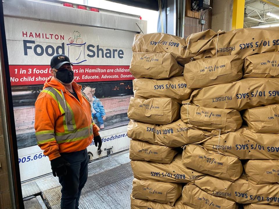 A shipment of P.E.I. potatoes was unloaded at a food bank in Hamilton, Ontario.