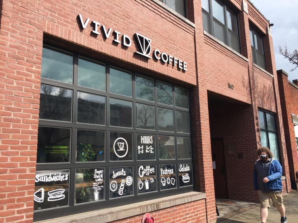 Vivid Coffee on Cherry Street in Burlington, shown March 26, 2021.