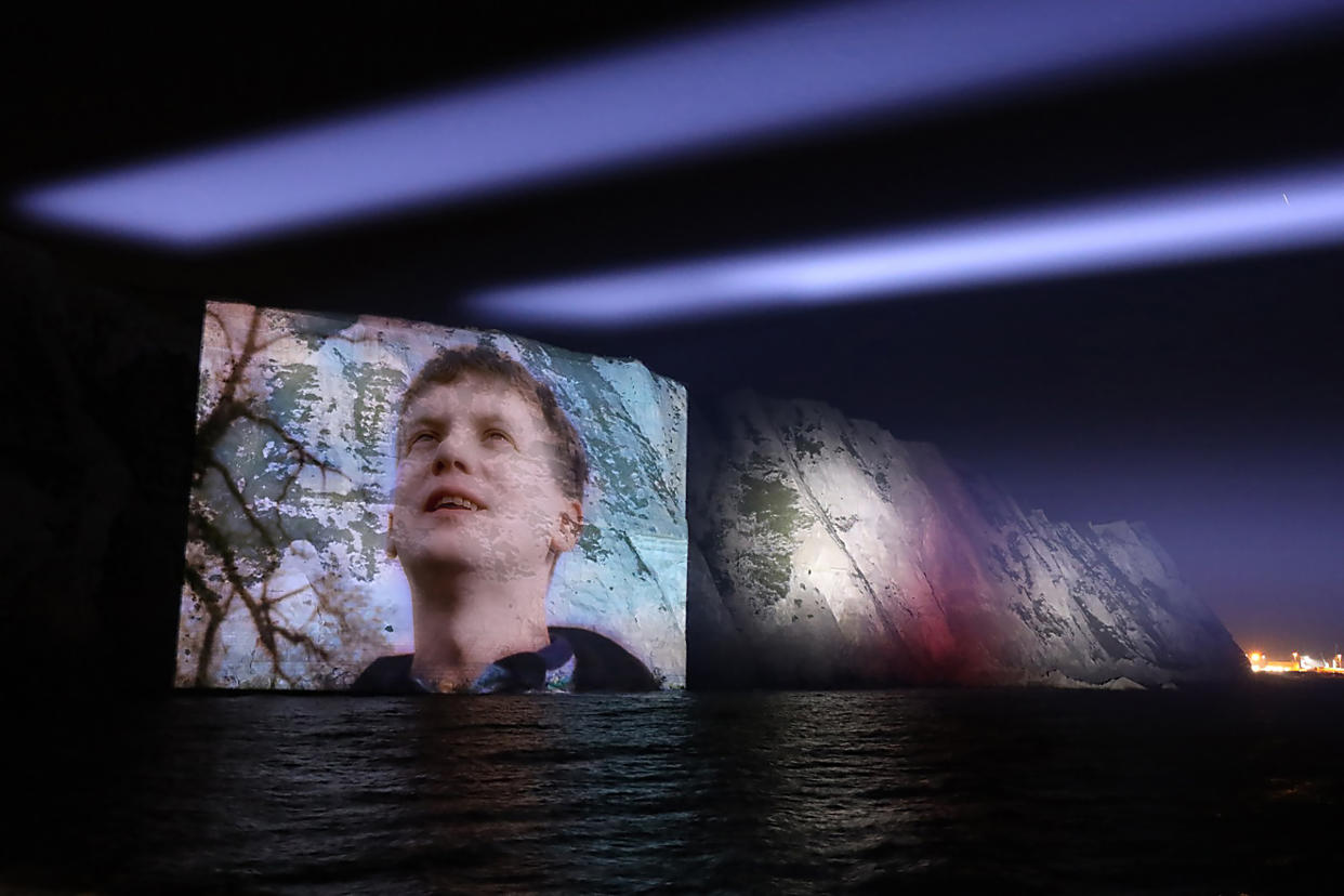 The video projected onto the cliffs (Sony Music Entertainment UK)