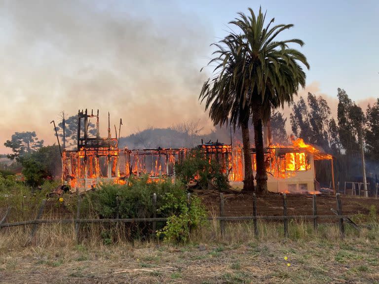 Ataques incendiarios en la región de La Araucanía, en el sur de Chile.  