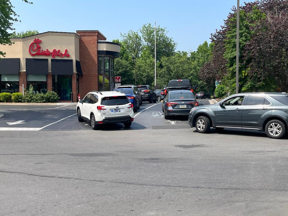 Drive-thru traffic at Chick-fil-A in Hendersonville.