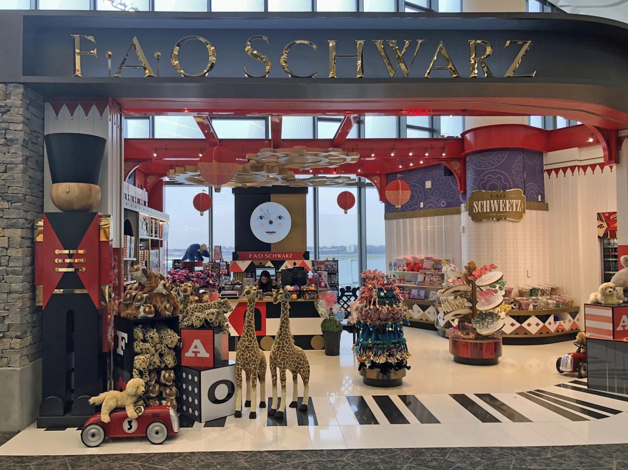 Queens, New York-December 9, 2018: FAO Schwartz outlet at the new terminal at LaGuardia Airport.  The airport is undergoing a multi-billion dollar investment.
