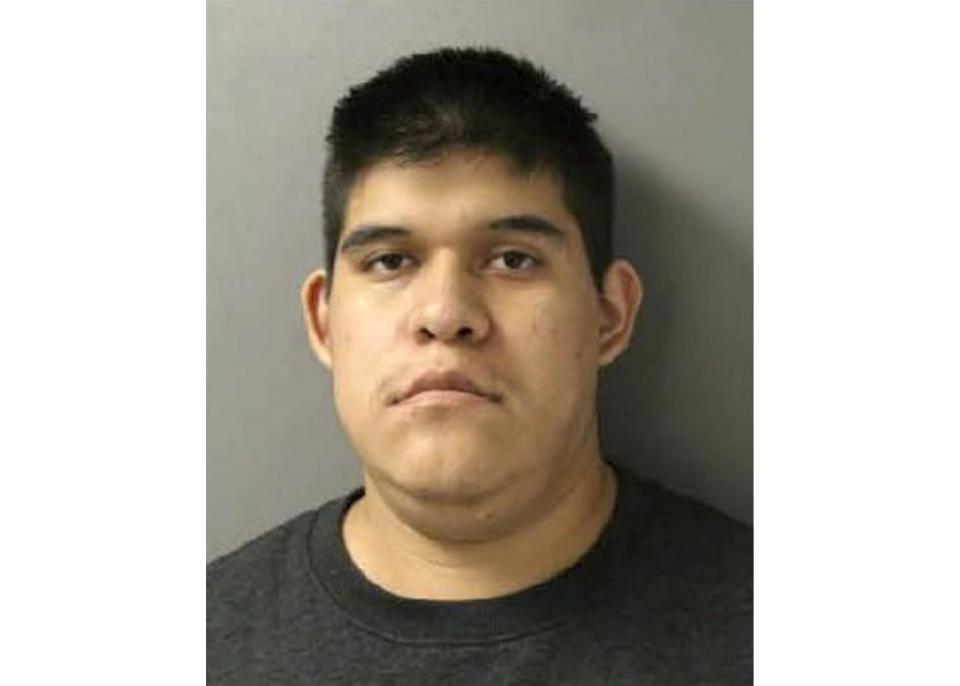 This Friday, Sept. 27, 2019 photo from the Schaumburg, Illinois, Police Department shows Javier Garcia of Palatine, Illinois. Garcia, accused of driving an SUV through a suburban Chicago shopping mall on Sept. 20, has been charged with terrorism. Police in Schaumburg announced early Sunday, Sept. 29 that the state's attorney had authorized the charge against Garcia. He also was charged with felony criminal damage to property and was scheduled to appear in bond court on Sunday. (Schaumburg Police Department via AP)