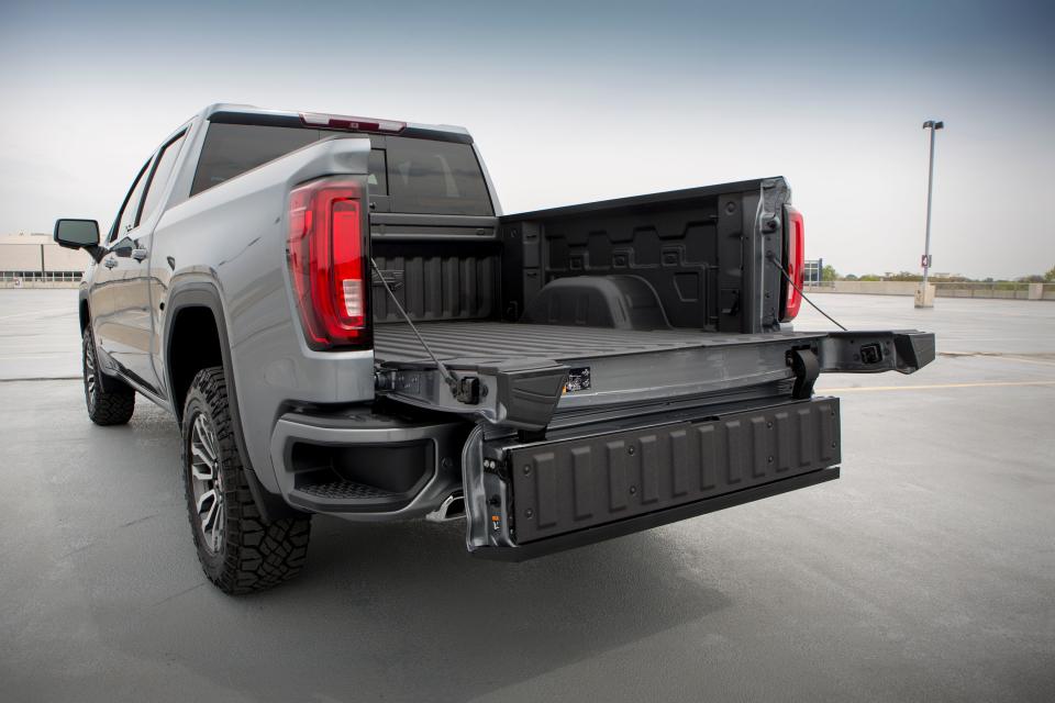 The GMC Sierra MultiPro tailgate can fold in half while open to give extra reach into the bed, seen here at the GM Vehicle Engineering Center in Warren., Mich., Thursday, May 16,  2019.