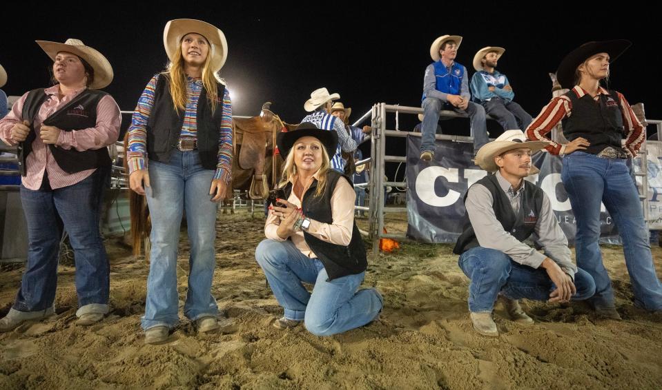 Lacy Dunsmore, center, and her husband, Matt, coach the UW-River Falls rodeo team. Both have extensive rodeo backgrounds. The couple are "one of the best kept secrets at the university," said university agricultural college dean Michael Orth.