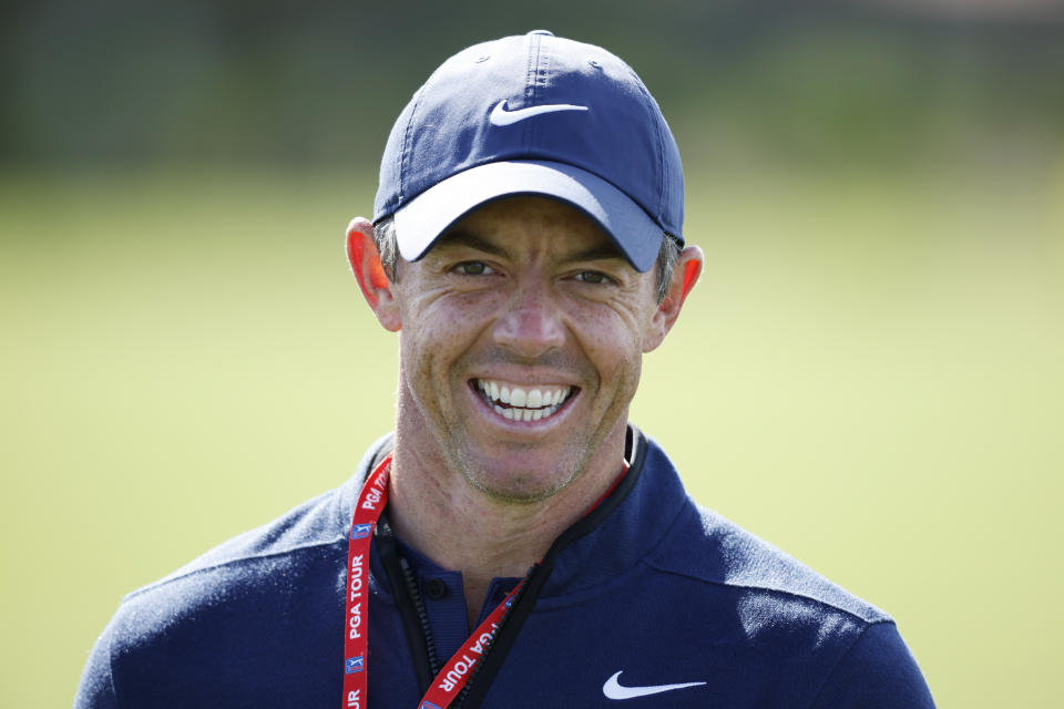 PONTE VEDRA BEACH, FL - MARCH 11: Northern Ireland's Rory McIlroy watches from practice ahead of The Players Championship at TPC Sawgrass on March 11, 2024 in Ponte Vedra Beach, Florida.  (Photo by Cliff Hawkins/Getty Images)