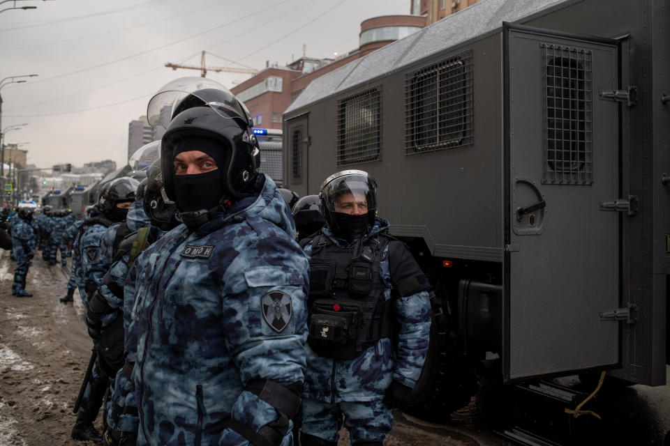 Protests swelled across Russia on Jan. 31, marking a second consecutive weekend in the wake of Alexei Navalny's arrest.<span class="copyright">Yuri Kozyrev—NOOR for TIME</span>