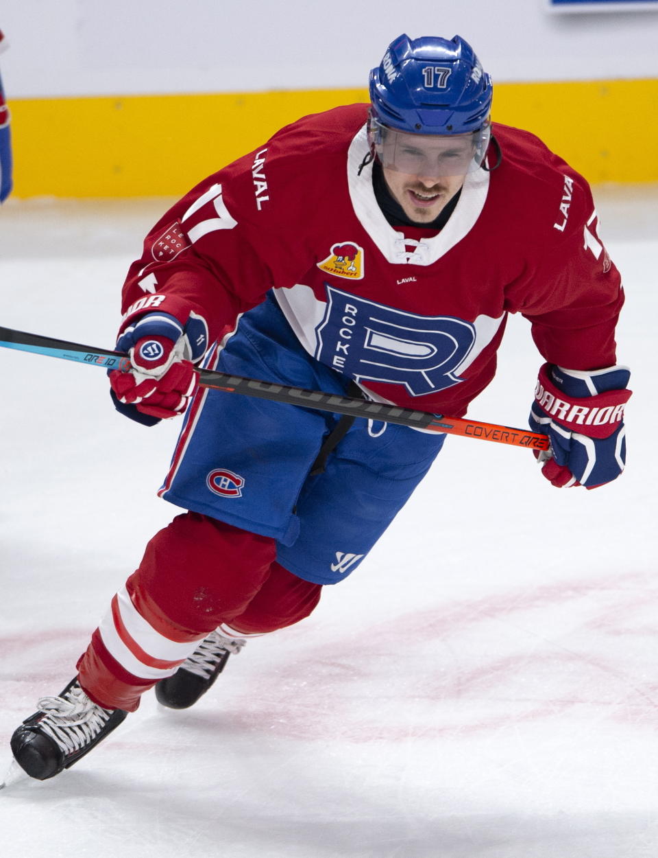 Montreal Canadiens' Brendan Gallagher warms up before the Laval Rocket against the Toronto Marlies American Hockey League game in Montreal, Monday, May 17, 2021. Gallagher and teammate Carey Price are on a one-game conditioning loan to the Rocket before their playoff series against the Toronto Maple Leafs. (Ryan Remiorz/The Canadian Press via AP)