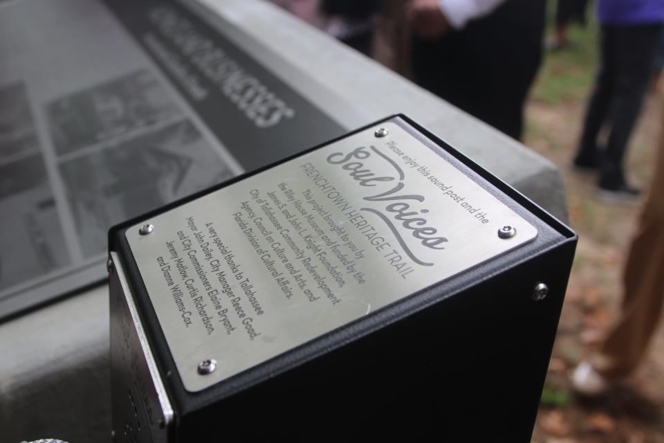 One of several historical markers in Frenchtown accompanied by oral history audio.