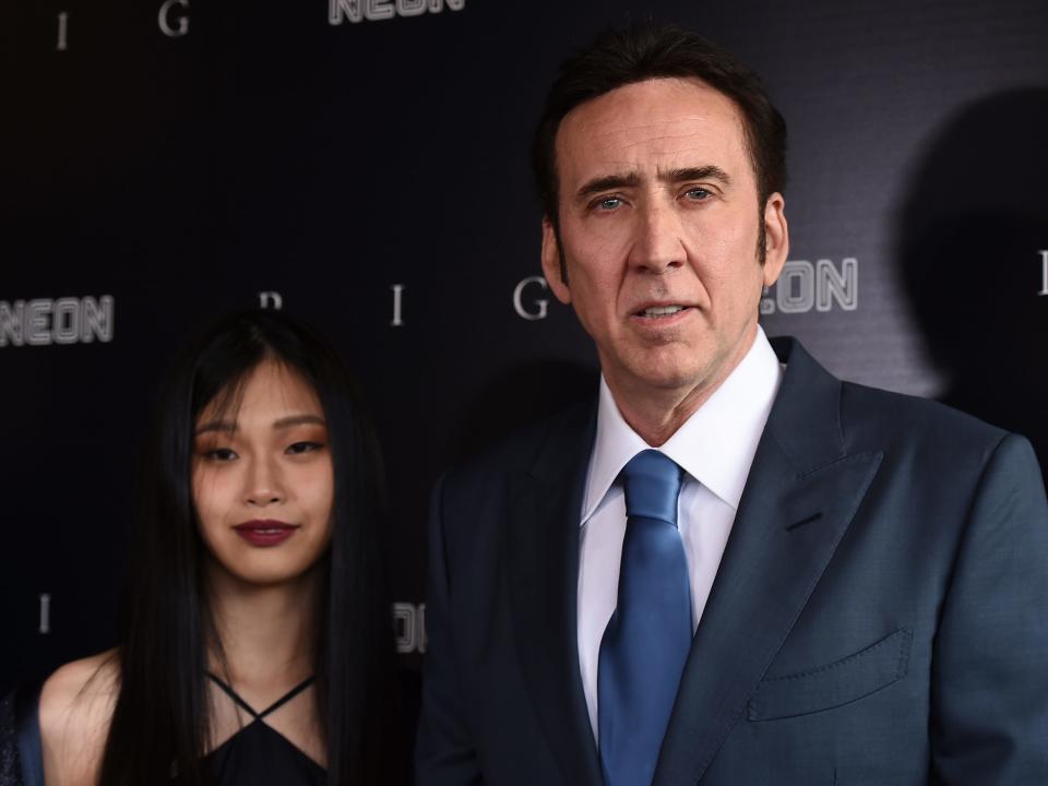 Riko Shibata and Nicolas Cage at the red carpet premiere of the movie "Pig" in LA in July 2021.