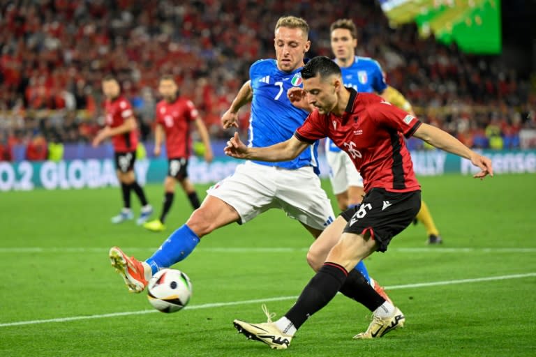 El internacional italiano Davide Frattesi en la victoria de su equipo (2-1) ante Albania el 15 de junio en Dortmund (INA FASSBENDER)