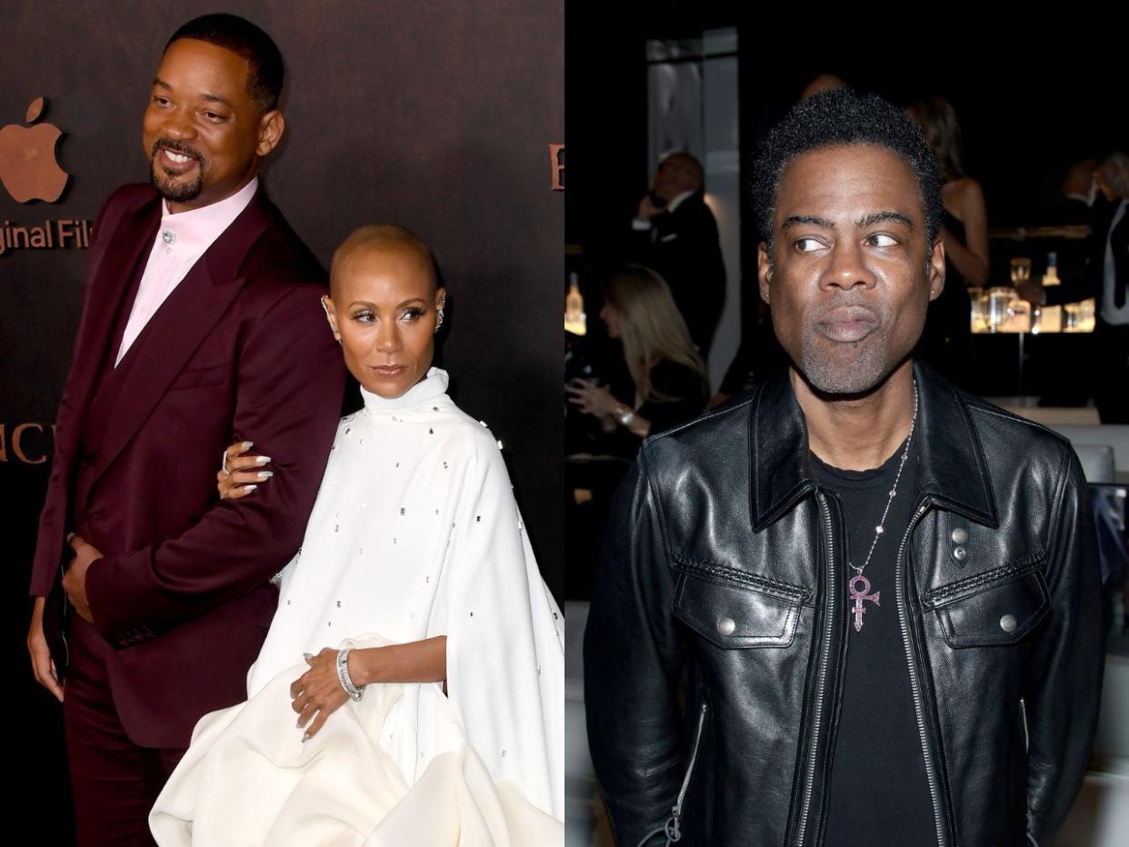 Will Smith and Jada Pinkett Smith in Los Angeles, California on November 30, 2022 (L), Chris Rock in New York City on September 14, 2022 (R).